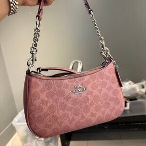 Coach Teri Shoulder Crossbody Bag In Signature Canvas/Sv/Dusty Pink CV933 NWT